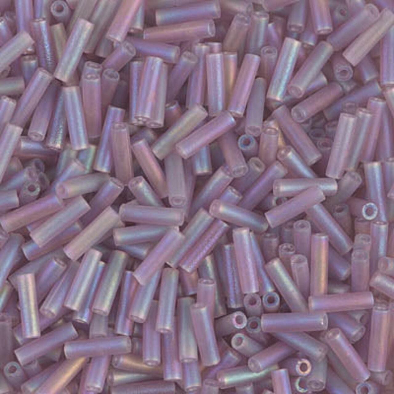 Miyuki 6mm Bugle Beads, Matte Transparent Smoky Amethyst AB, BGL2-0142FR, 17 grams